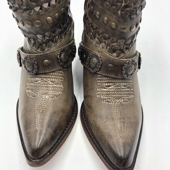 Corral Womens Faded/Greige Studs Woven & Straps Ankle Boots Multicolor Size 8 - Picture 3 of 11